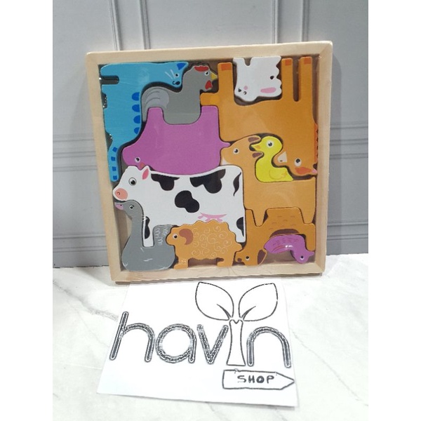 PUZZLE TETRIS 3D/PUZZLE KAYU-Hewan DARAT
