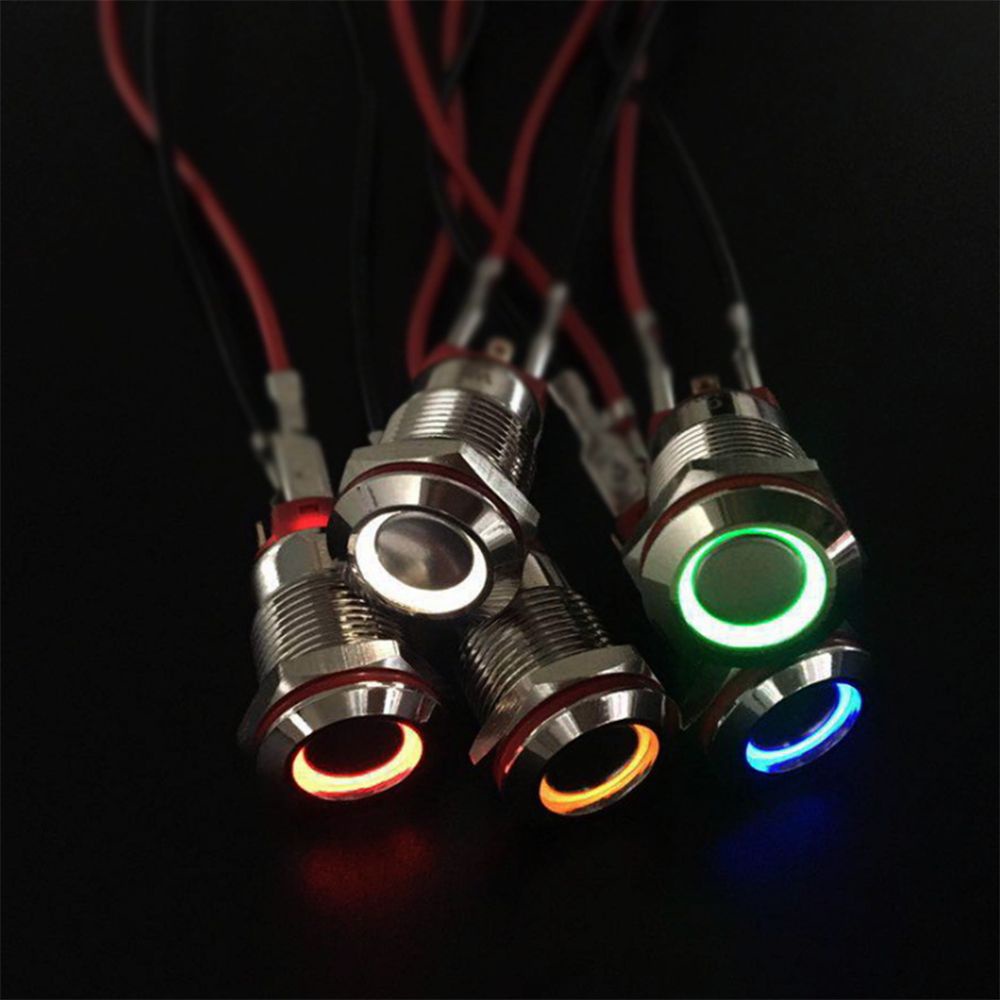 TOP Waterproof Momentary/Latching Red Blue Green Yellow White LED Metal Button Switch New 3V 5V 9V 12V 24V 110V 220V Push ON/OFF 12mm/Multicolor