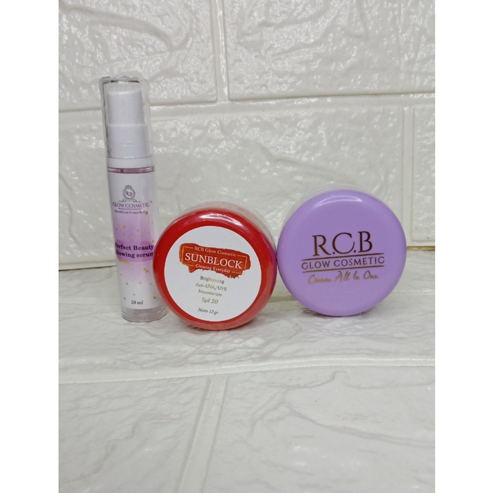Paket cream all in one step 1 + sunblock + serum RCB GLOW COSMETIC