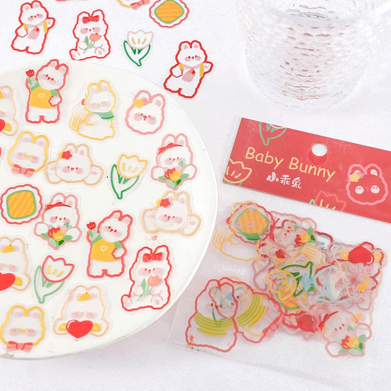 45 Pcs Spring Day Series PET Decorative Sticker Cartoon Transparent Sticker