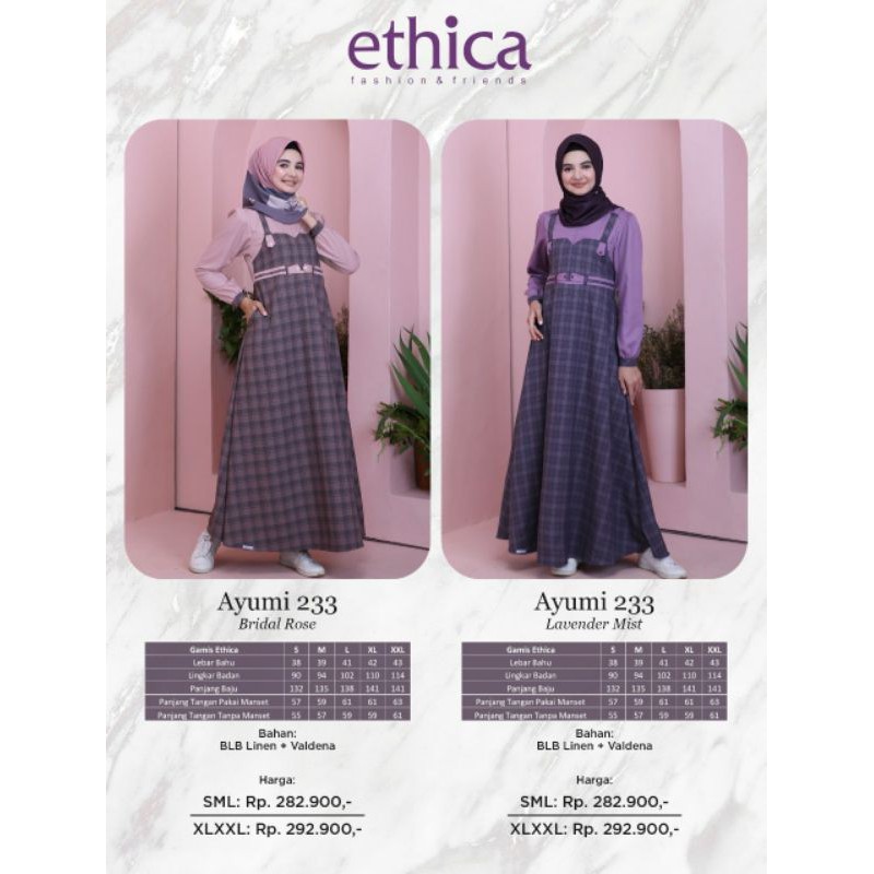 GAMIS ETHICA TERBARU AYUMI 233 BRIDAL ROSE, AYUMI 233 LAVENDER MIST | ETHICA TERLARIS 2021