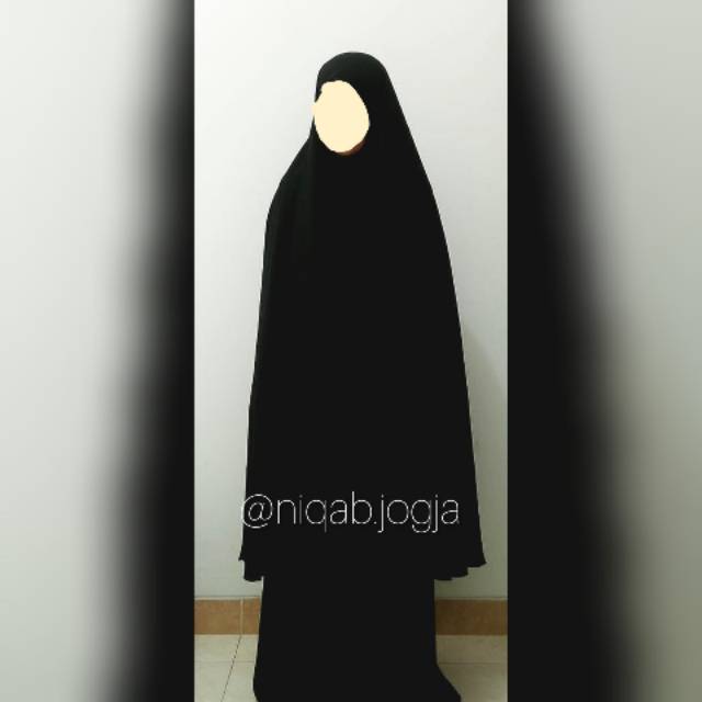 Khimar Non Pet Jumbo Hitam Jetblack/jilbab non pet ukuran XL