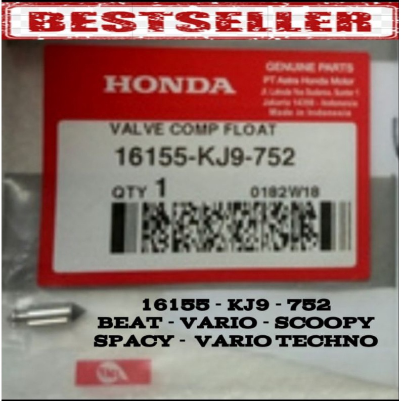 16155-KJ9-752 VALVE COMP FLOAT JARUM PELAMPUNG KARBURATOR VARIO 110 TECHNO BEAT SCOOPY SPACY CS1 PLA
