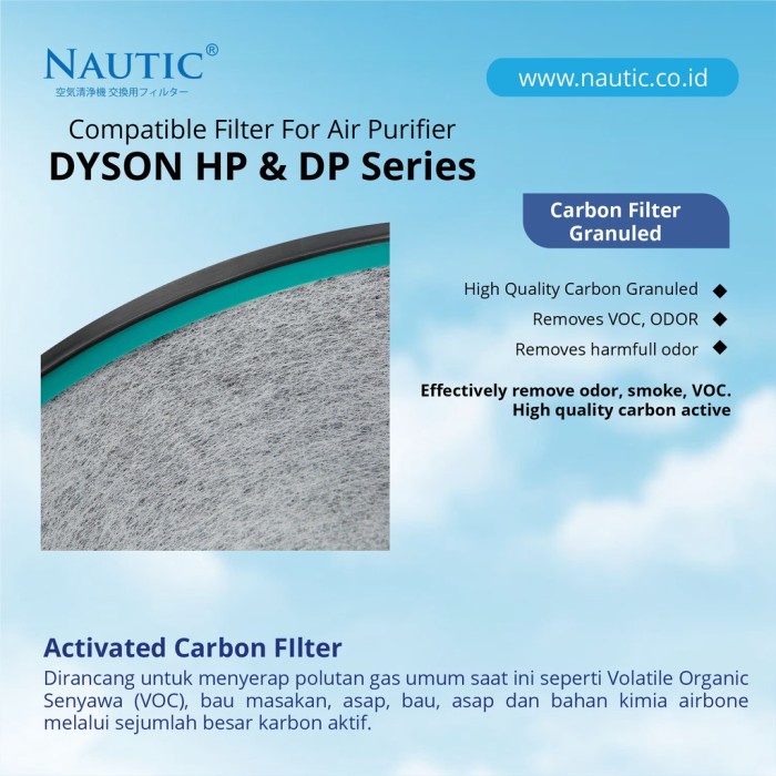 Nautic - Replacement Filter Air Purifier Dyson HP00 HP01 HP02 HP03 DP01 / HEPA+Carbon