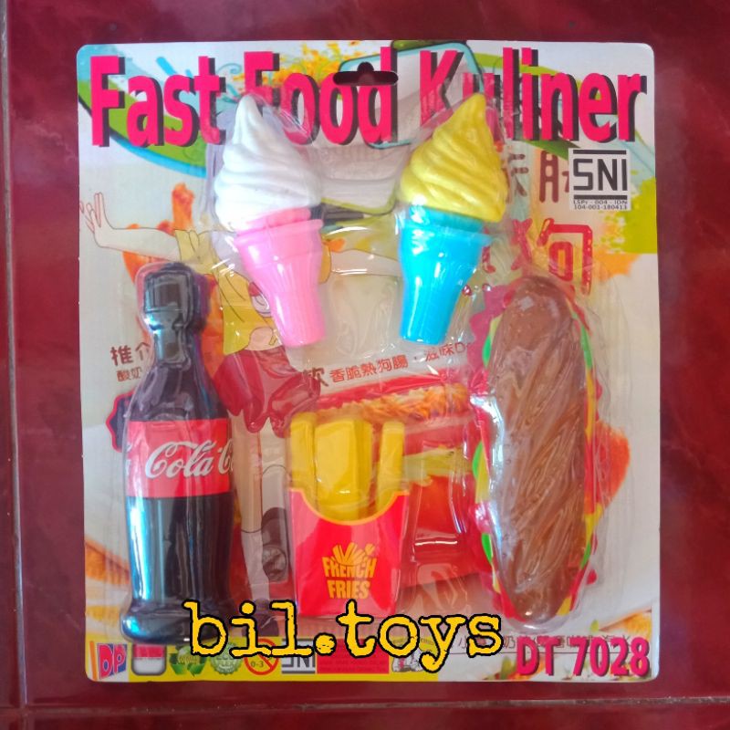 MAINAN FAST FOOD SET ES KRIM, HOTDOG, KENTANG, COLA