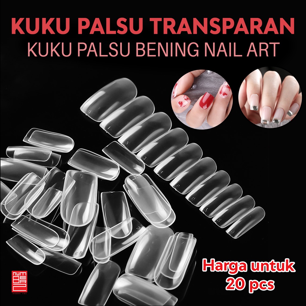 kuku palsu putih transparan bening polos manicure