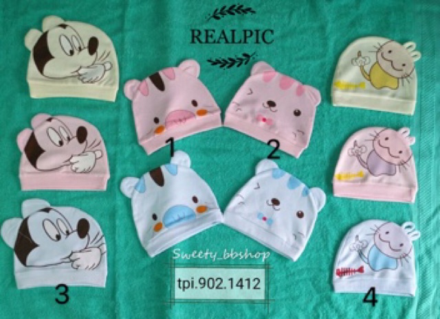 Topi kupluk bayi bahan kain katun newborn lucu halus 0-4 bulan