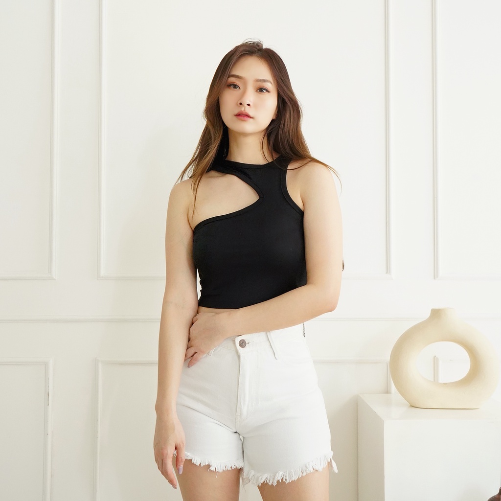 Crop Tank Top Korean Tanktop One-Shoulder Tengtop 109