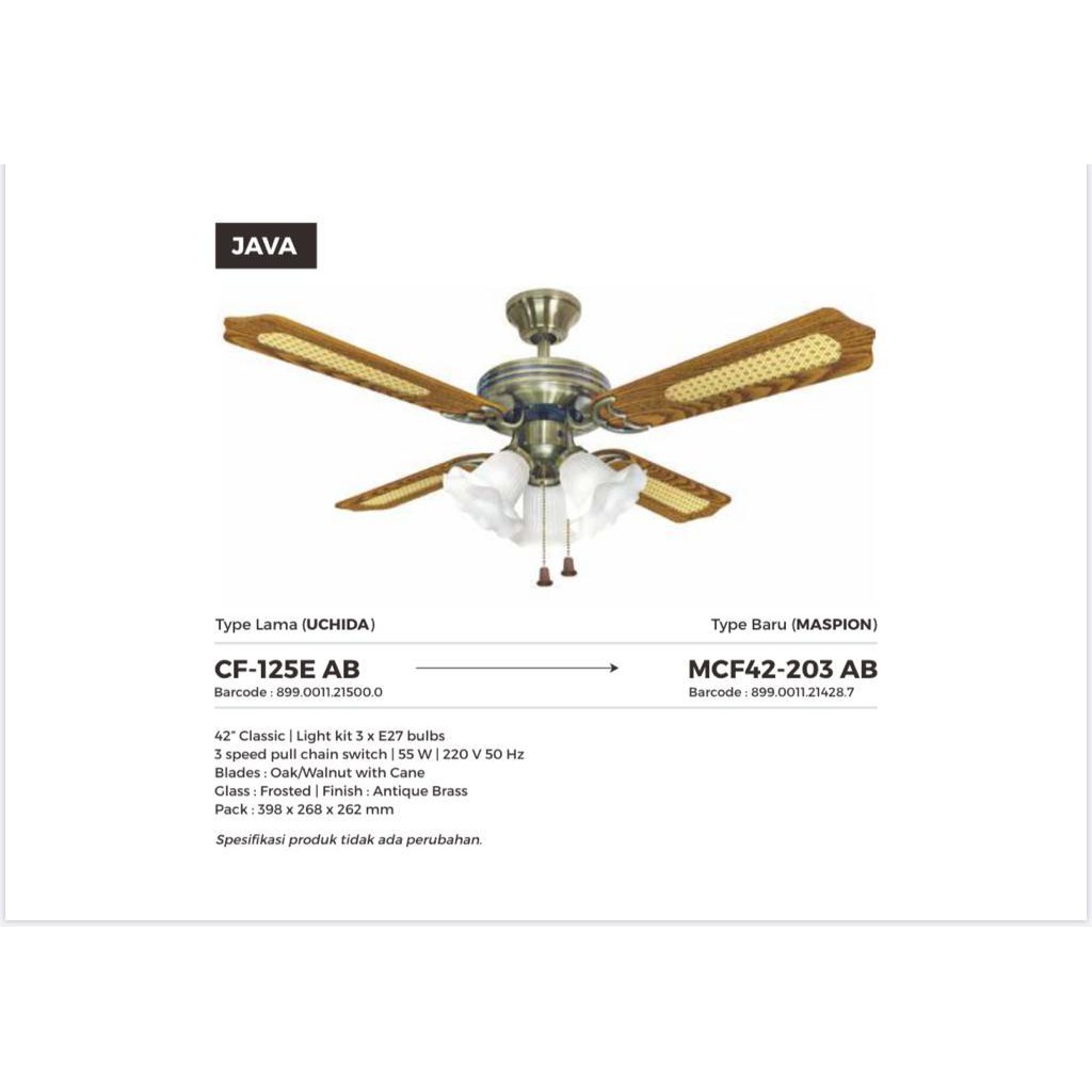 Uchida Maspion Kipas Angin Plafon Ceiling Fan MCF42-203 AB