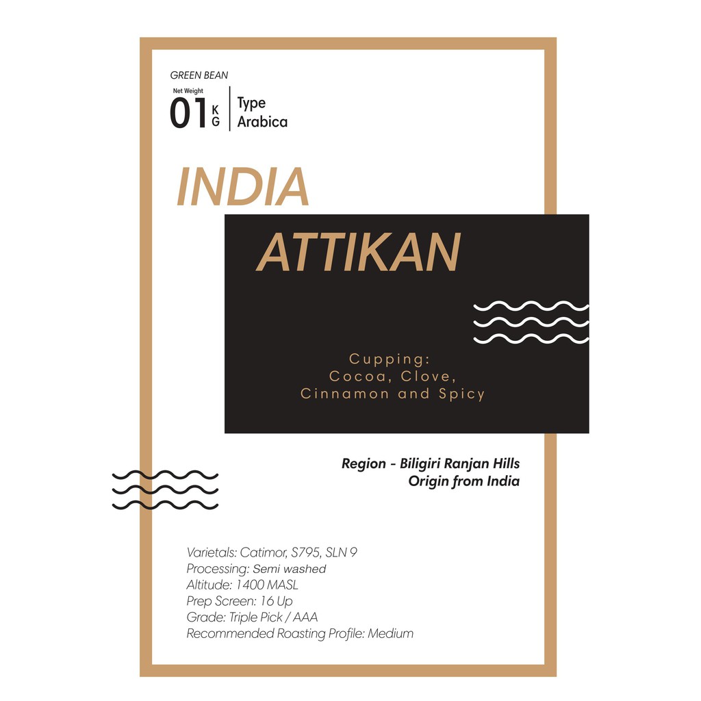

Green Bean Arabica India Attikan 1Kg | Biji Kopi Mentah