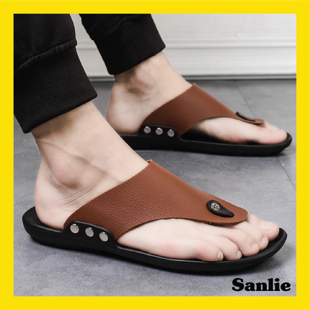 Sanlie Sandal Jepit Kulit Pria Dewasa | Sandal Kulit Pria Fashion Stylish 5310