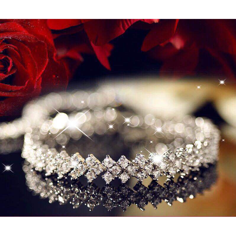 Gelang Kristal Berlian Zirkon Bahan 925 Silver