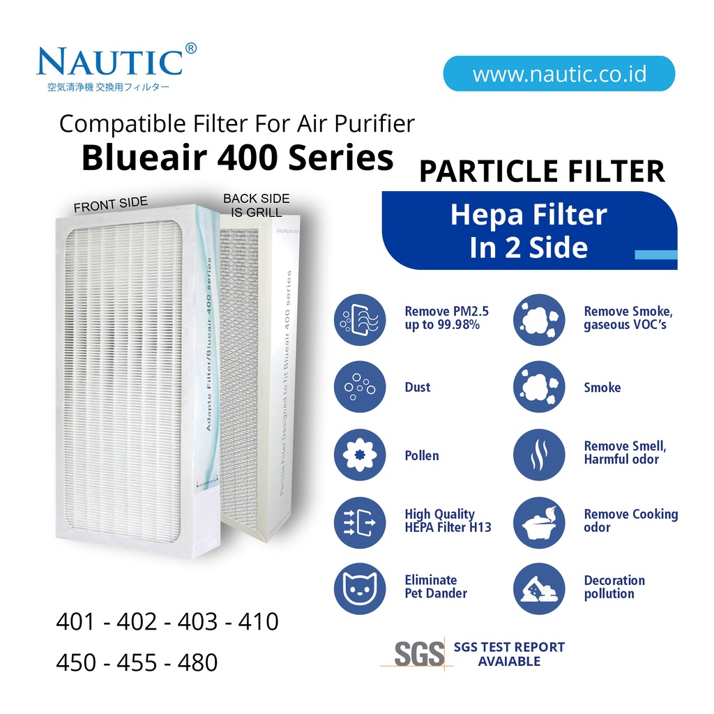 NAUTIC - Blu*air 400 Series Compatible (BUKAN ORI) Filter SMOKESTOP PARTICLE