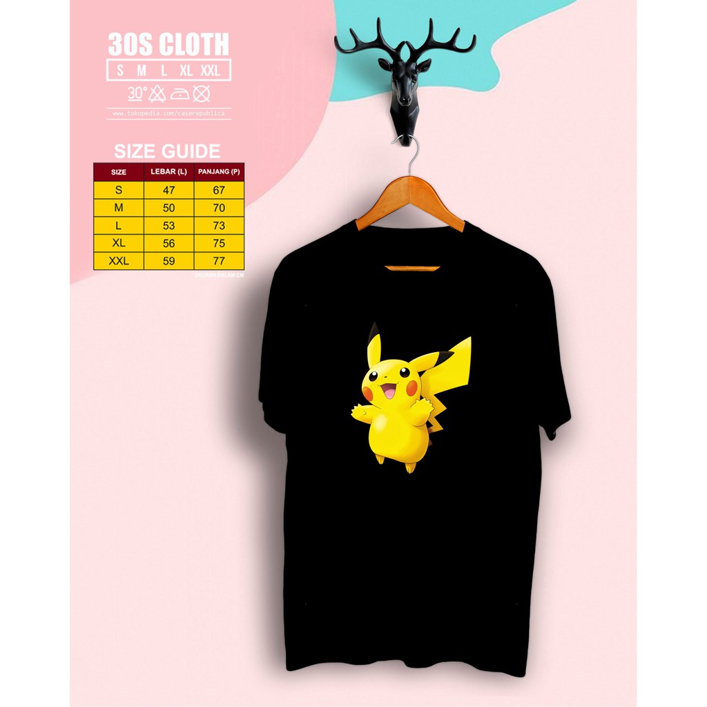 Jual Kaos Hitam Pria Wanita Pokemon Pikachu X9870 | Shopee Indonesia