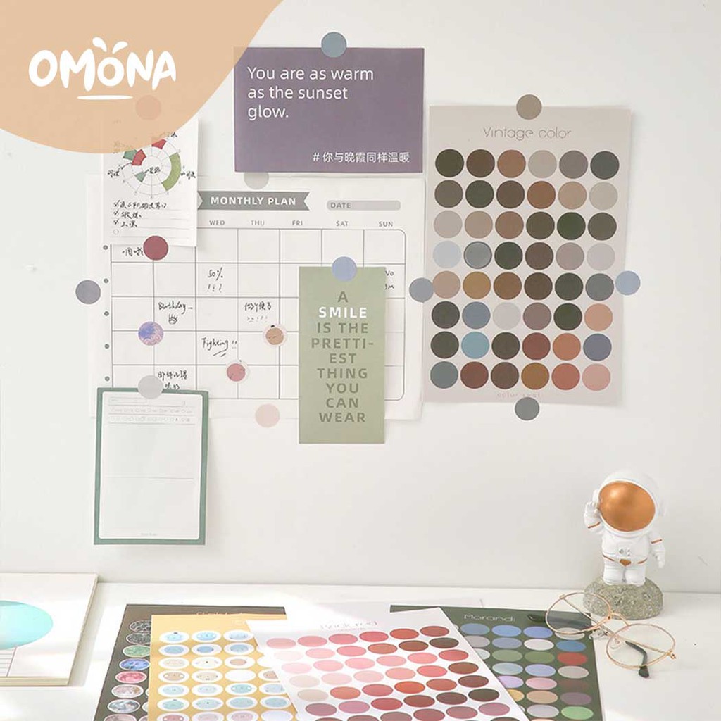 

OMONA Stiker Label Kertas Dekor Bentuk Bulat Dots Paper Sticker DIY Stationery - ST001