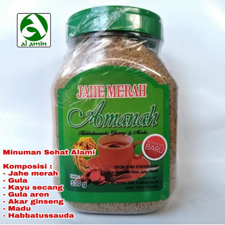 

Jahe Merah Amanah Kemasan Toples / Botol 330 Gram / jahe herbal