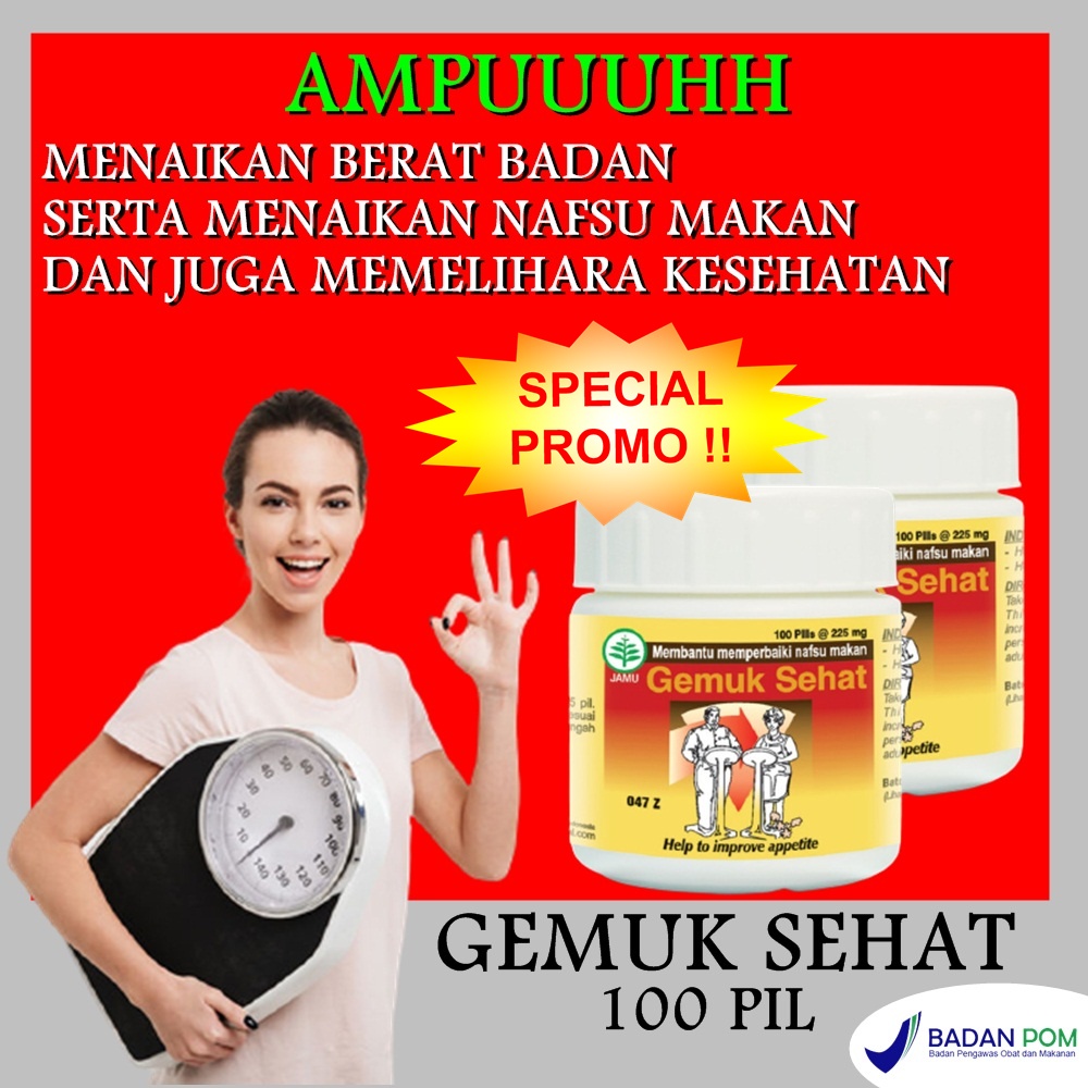 

PROMO Obat penggemuk badan perempuan bpom penambah berat badan herbal Gemuk Sehat Borobudur 100pil