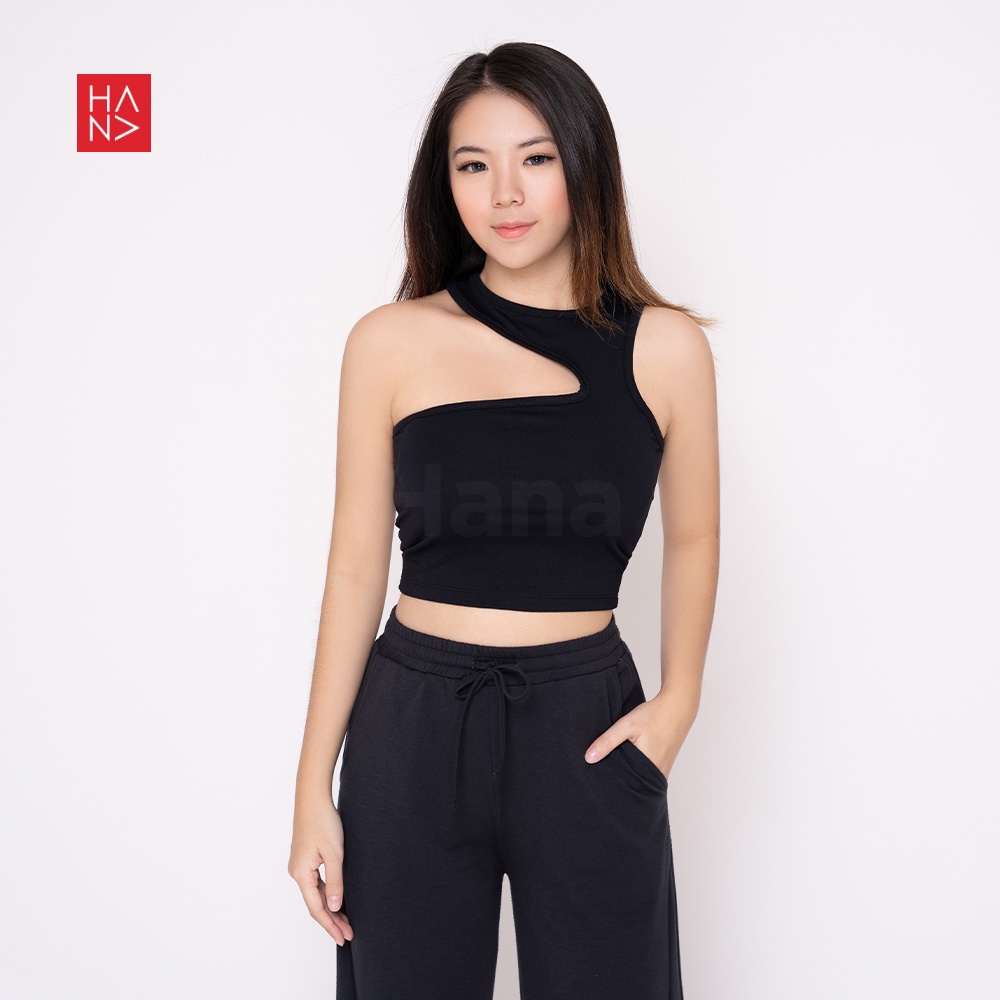 HanaFashion JKT - One-Shoulder Crop Tank Top Best Seller Tengtop Wanita Murah - CT011