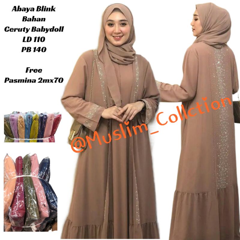 Abaya Blink/abaya Arab/Abaya set pasmina/abaya blink/set syar'i/abaya blink Nau Zain/abaya elkisa/ab