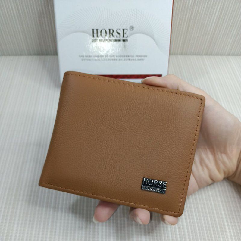 Dompet lipat Imperial Horse kulit asli polos 088#