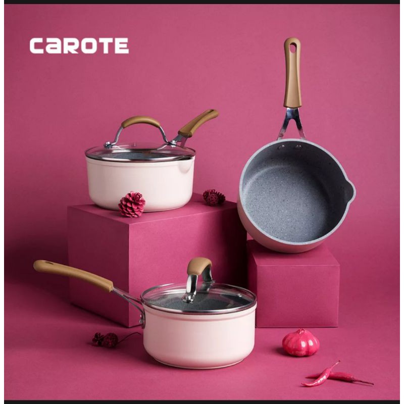 Carote Sauce Pan Bio Pink dengan batu maifan