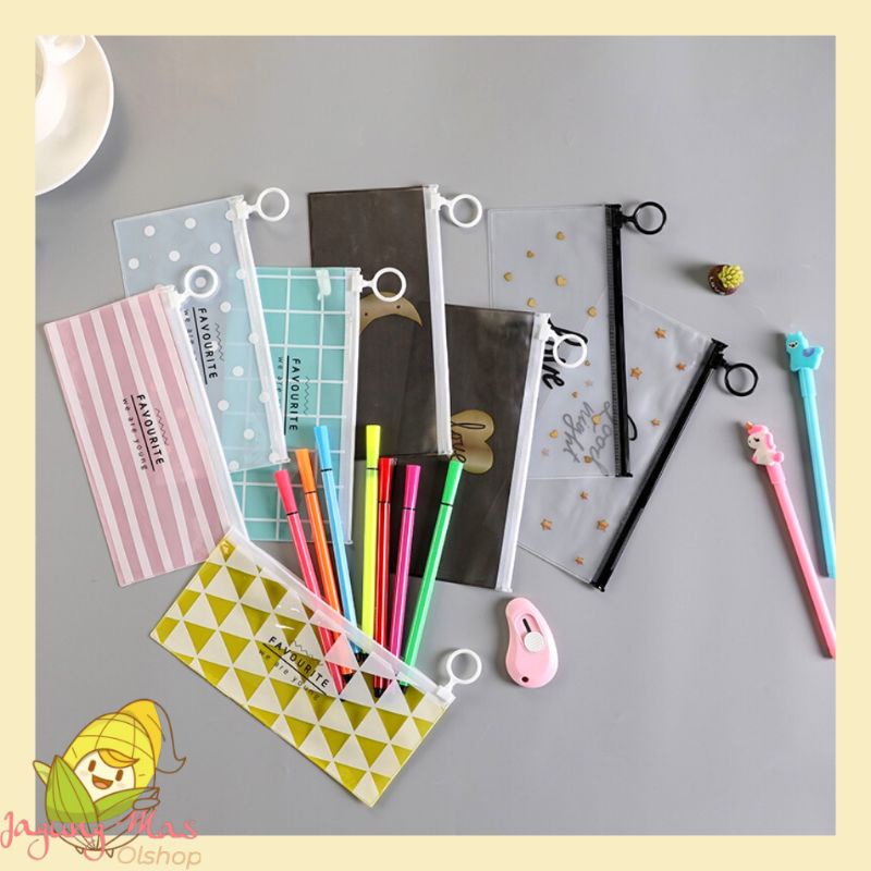 

Pouch transparant ziplock, Tempat Pensil Transparan Zip Tempat Kosmetik Zip, dompet serbaguna