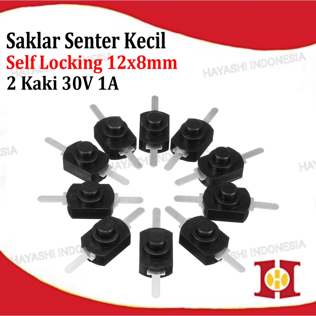 Saklar Senter Kecil 30V 1A 2 Kaki Self Locking Push On Off Switch DC-20pcs