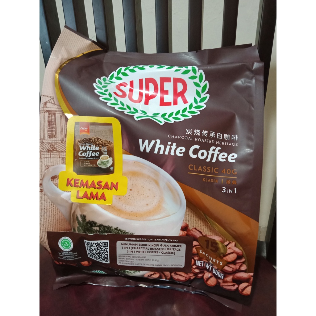 Super White Coffee Classic / Charcoal Roasted Coffee 3in1 Klasik 600gr