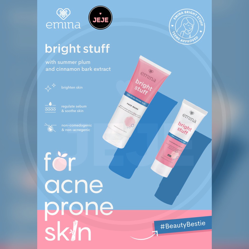 `ღ´ PHINKL `ღ´ ╰☆☆ 𝔢мιℕά ☆☆╮ Emina Bright Stuff For Acne Prone Skin Moisturing Cream memperbaiki skin barrier jerawat