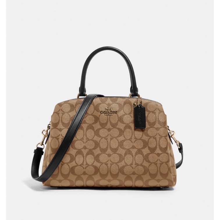 coach lillie signature carryall khaki black large