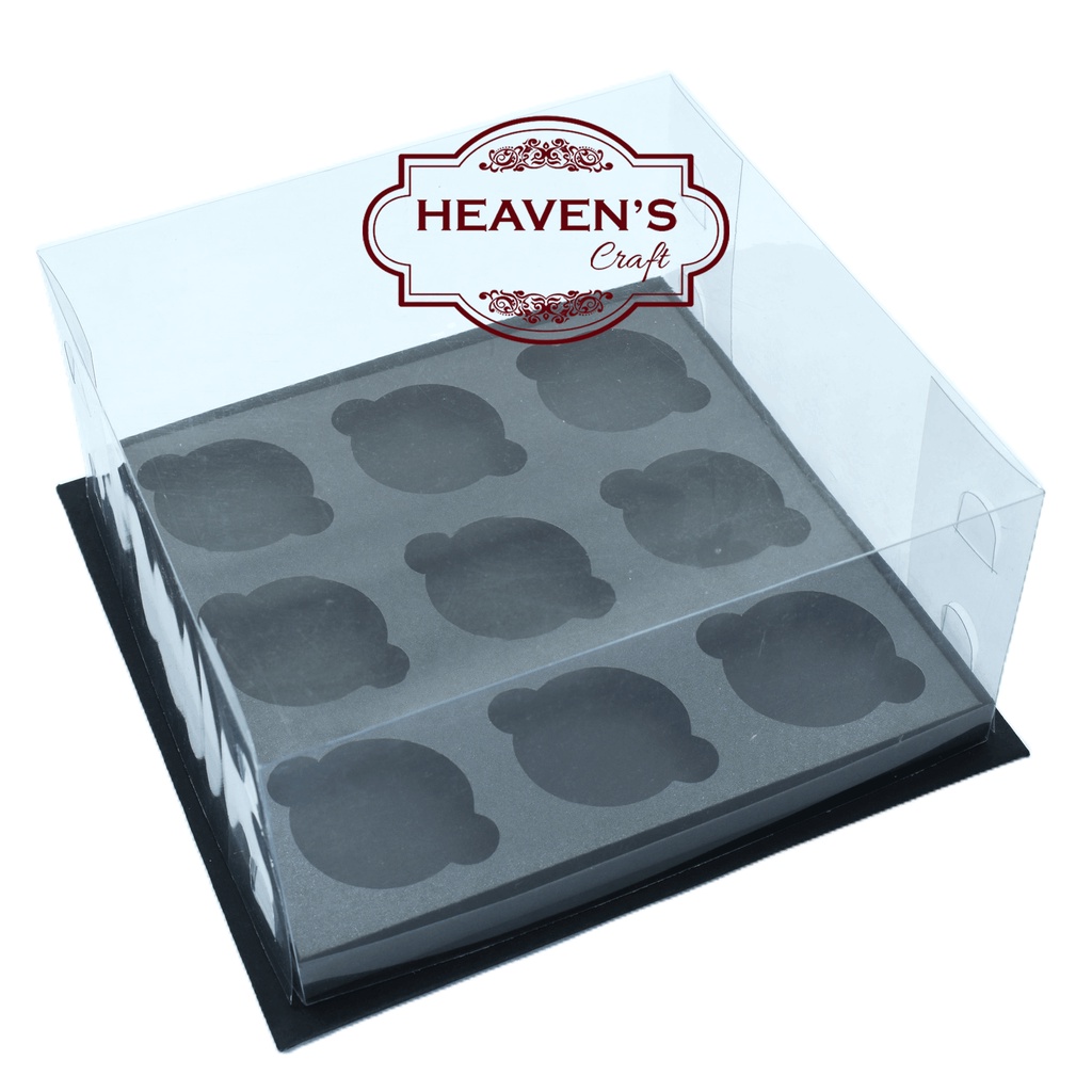 Box cupcake isi 9 hitam