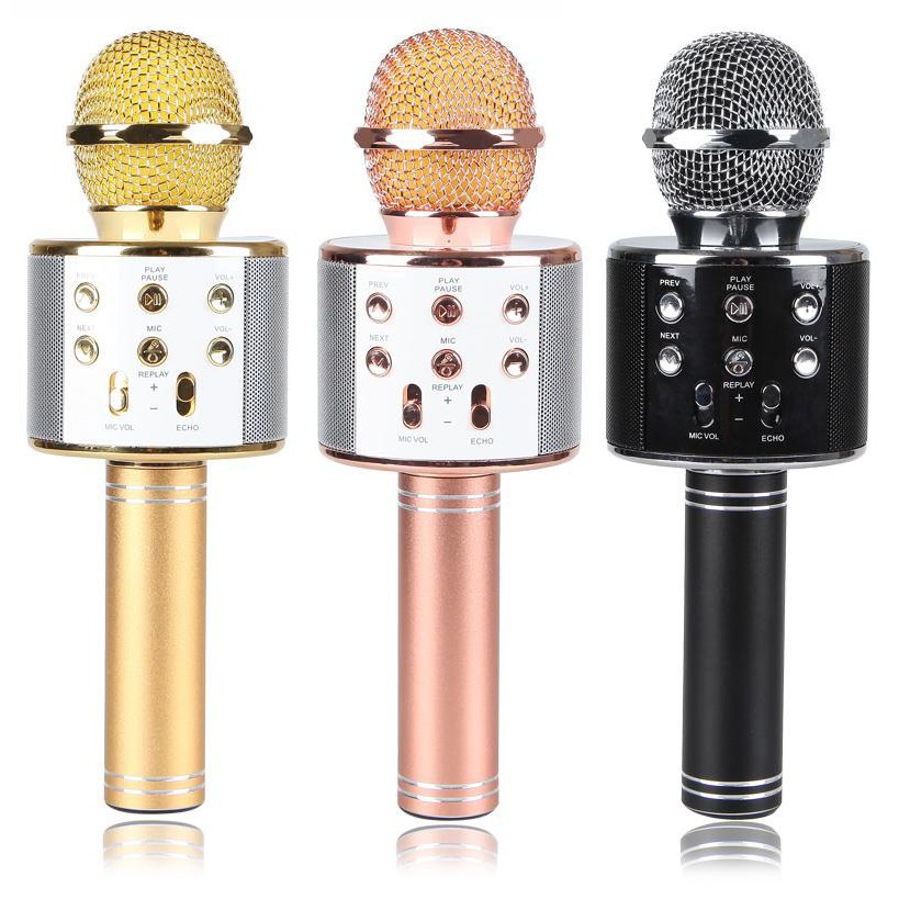 MIC WSTER WS 858 Wireless Bluetooth Karaoke + speaker Microphone portable Smule ws858 karoke ktv mp4