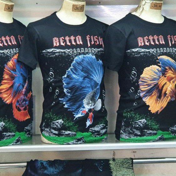 KAOS /BAJU IKAN CUPANG /BETTA FISH / PETARUNG HITAM TERBARU