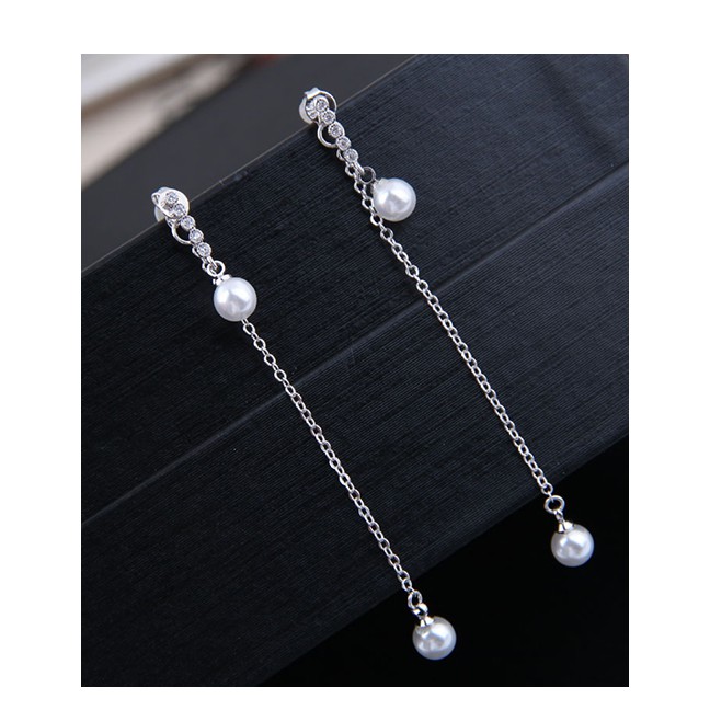 LRC Anting Tusuk Fashion Silver 925 Silver Needle Copper Pearl Stud Earrings A58929