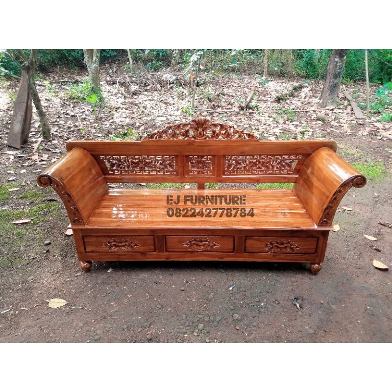 Kursi Bangku Jati Ukir Melati Kursi Teras Bangku Jati Bangku Panjang Ukir Kursi Bangku Santai Furnit