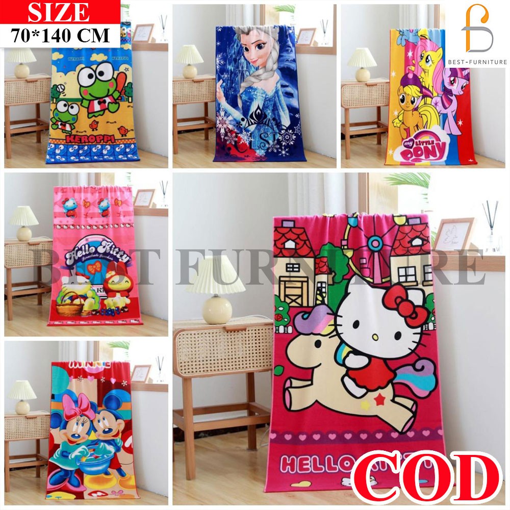 Best Handuk Mandi Anak Karakter Tebal dan Serap Air uk 70 x 140cm