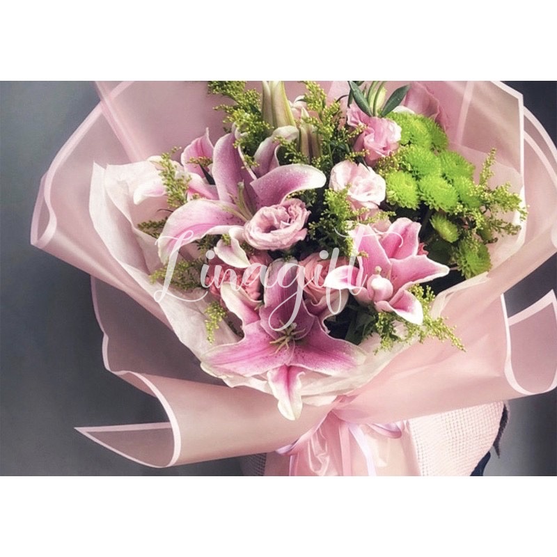 ( 5 Lembar ) TRANSLUCENT LINE EDGE - FLOWER WRAPPING PAPER EDGE MATTE TRANSLUCENT