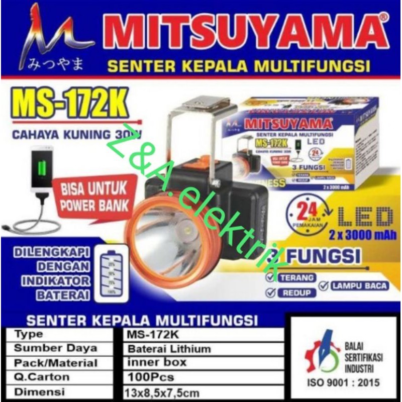 Senter Kepala Headlam MS-172K cahaya Kuning 30W