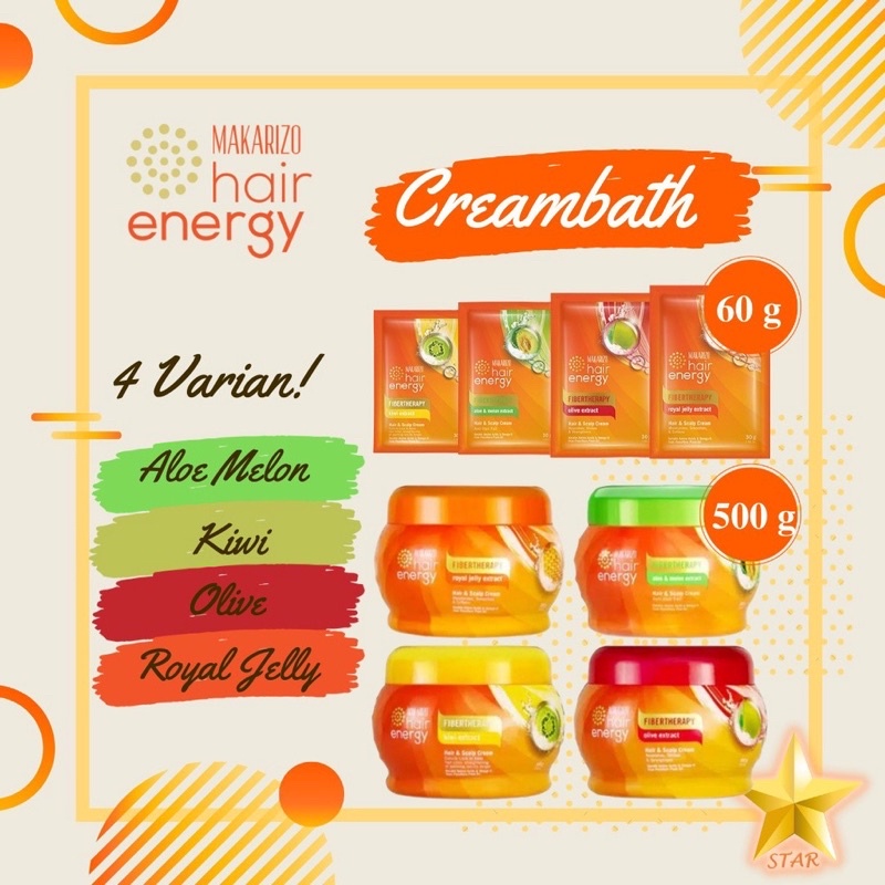 Bisa COD - ORIGINAL Makarizo Creambath Hair Energy Hair Scalp Fibertherapy Ukuran Besar 500gr