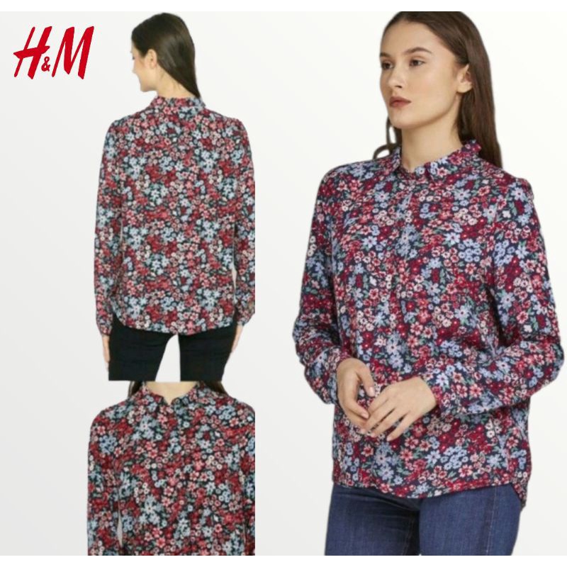 HnM Floral Shirt/Kemeja Tangan Panjang HM/Kemeja Kerja Wanita Branded