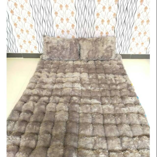 Surpet Kasur Gender Polos Bahan Rasfur Abu Abu