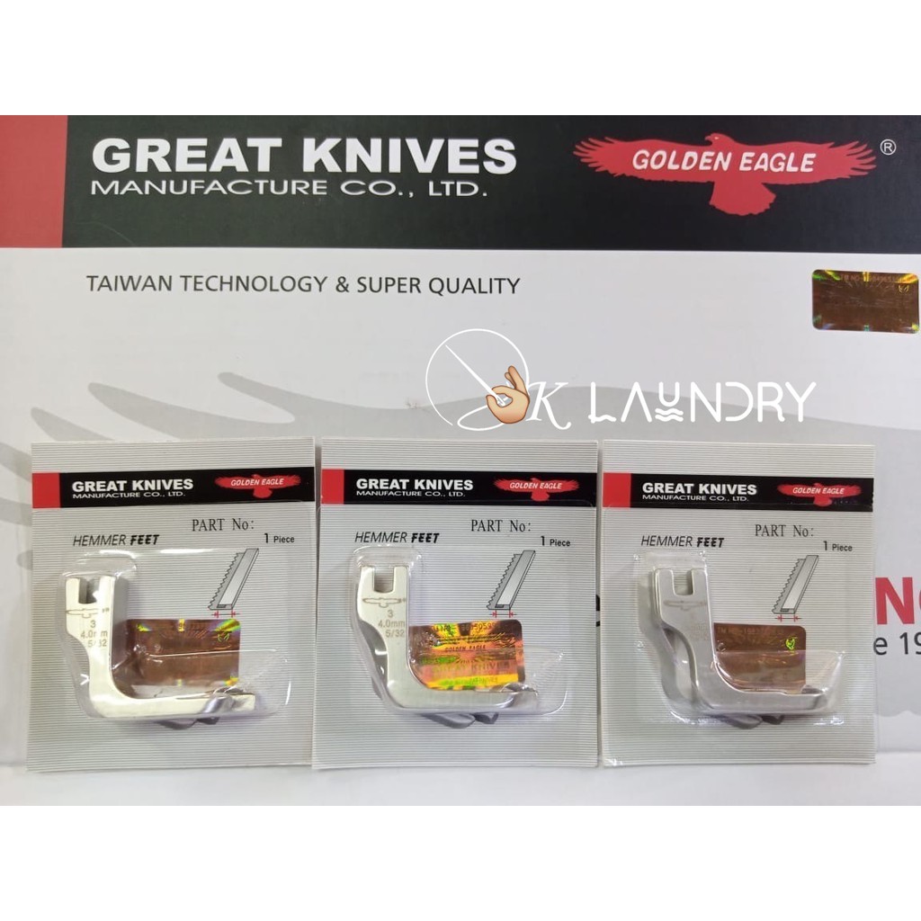 Sepatu Great Knives Hemmer Feet Kelim Lilit BESAR Mesin Jahit Industrial High-Speed GOLDEN EAGLE-Lot 3