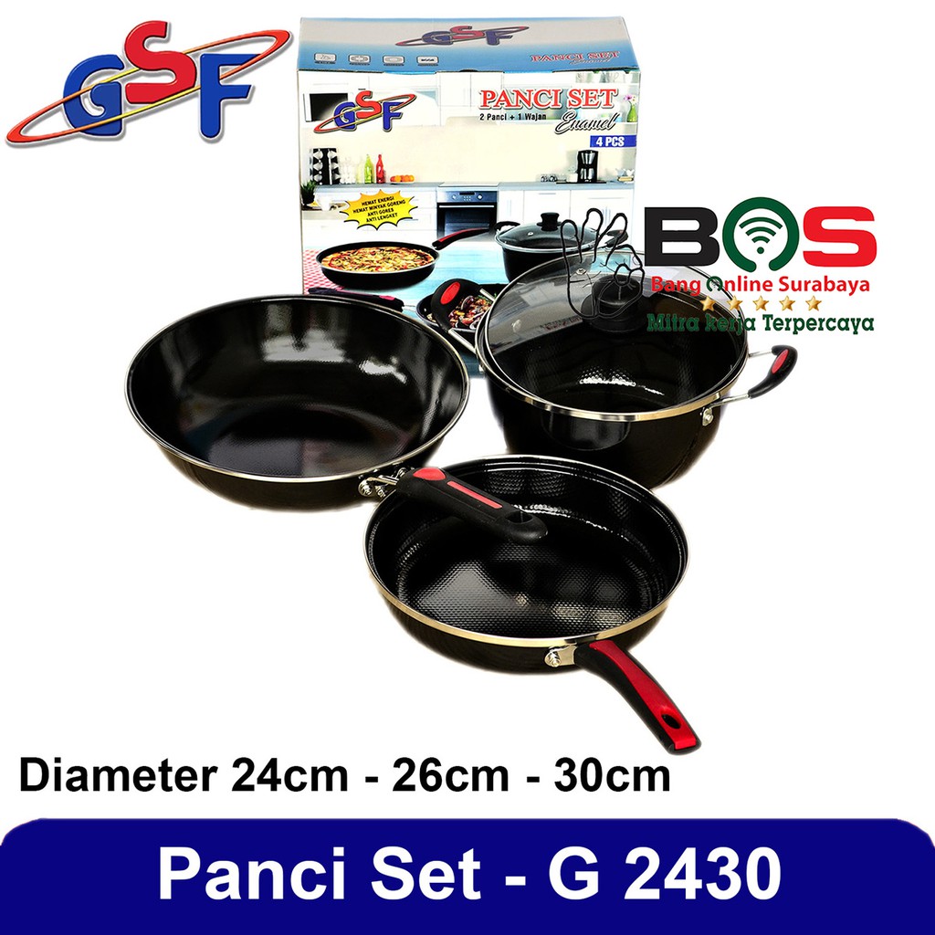 Panci Set Wajan Enamel GSF-2630 GSF 2630 Panci Enamel Anti Lengket