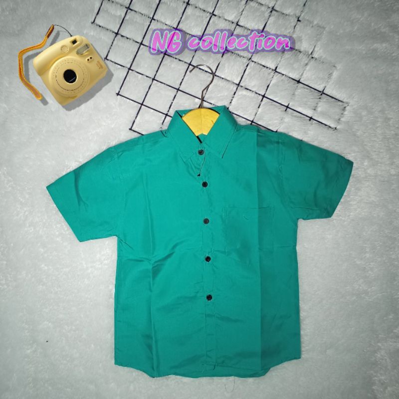 NAGHAI-Kemeja Pendek Anak Laki-Laki Kemeja Pendek Polos Anak Umur 1-10Tahun Kemeja Pendek Anak Bahan Cutton Warna Polos