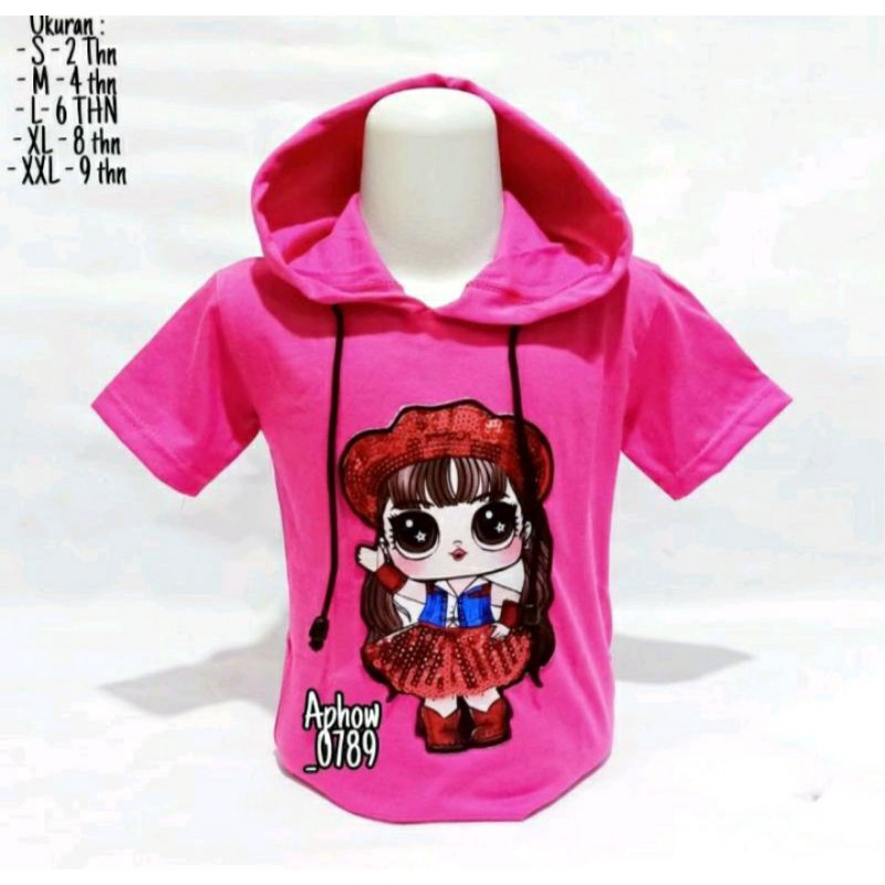 PROMO  KAOS HOODIE ANAK WANITA KARAKTER LOL BISA NYALA 1-10TAHUN