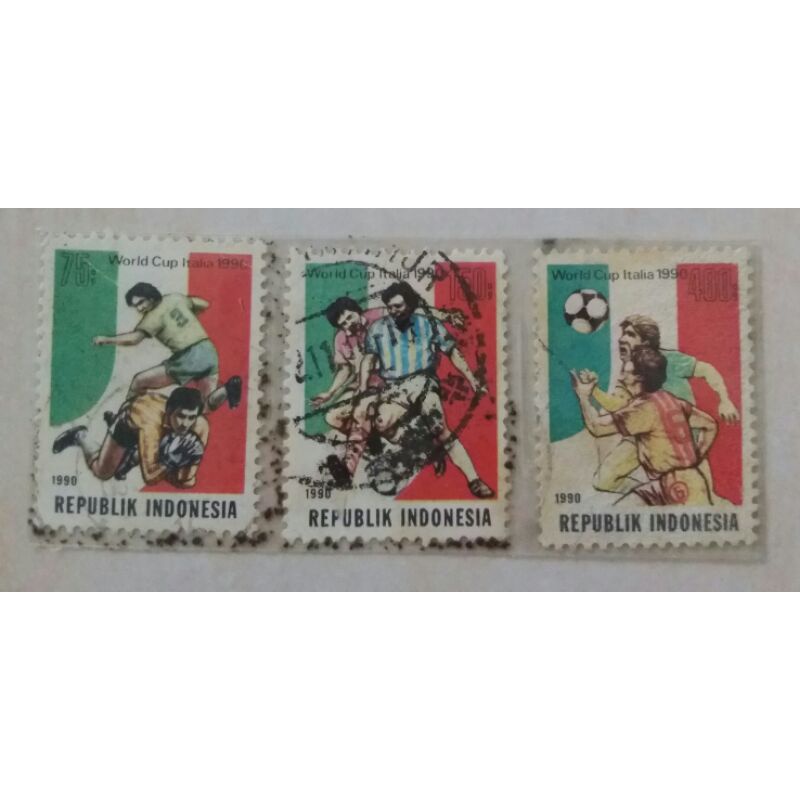 

(AB) Perangko Indonesia 1990 World Cup Italia Set Lengkap 3pcs Used