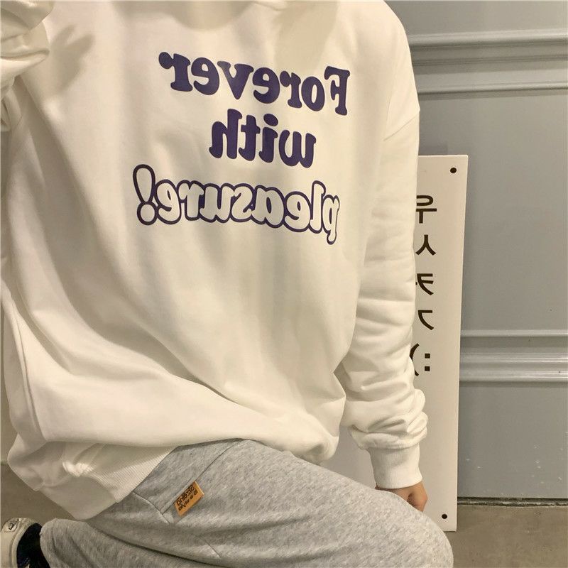 S - XXXXXL(6XL) Sweater Unisex FOREVER WITH PLEASURE Crewneck Fleece BIGSIZE Korean Style OVERSIZE Harajuku