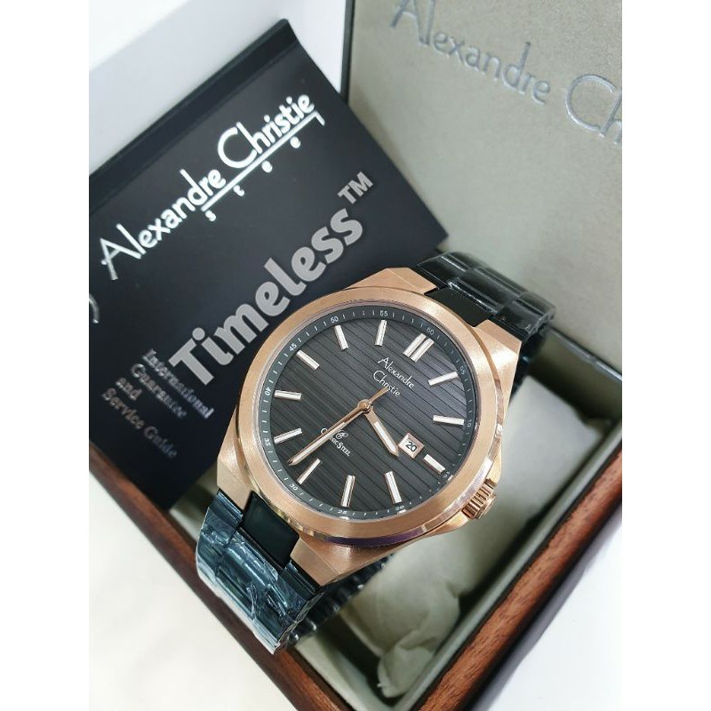 Jam tangan pria alexandre christie ac 8563 MD Black Rosegold