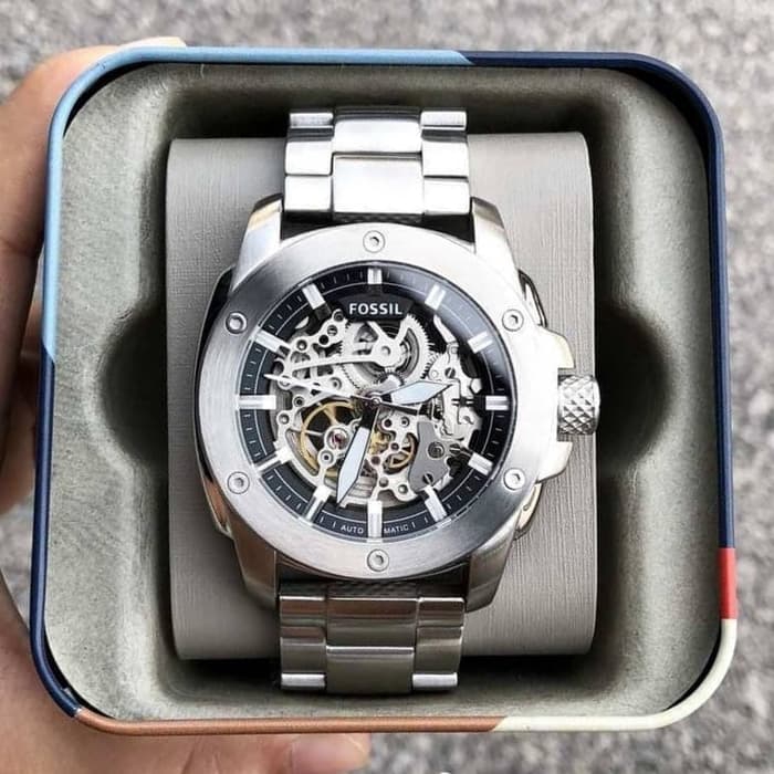 Jam Pria Fossil ME-3081 Silver Modern Machine Original Warranty +TinBx