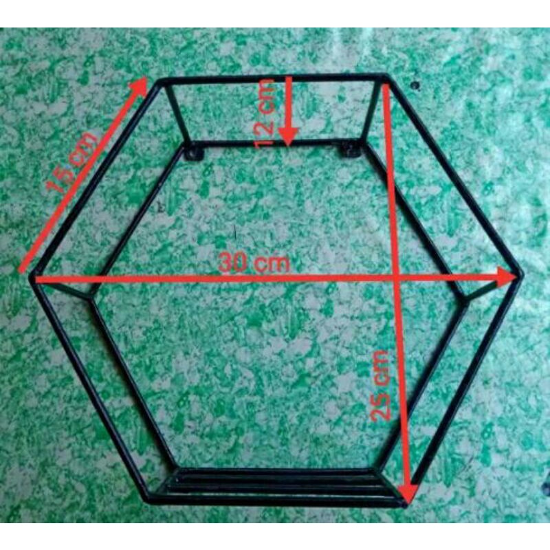 rak dinding segi enam
